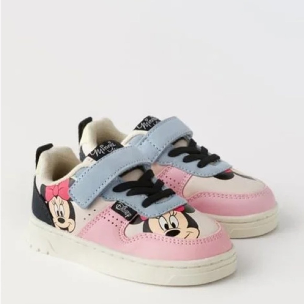 ZARA X DISNEY Minnie Mouse Pink Blue White Sneakers Girls Size 8.5